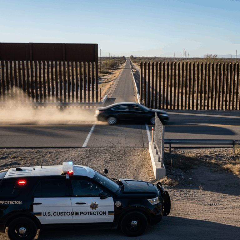 Illustration for: Chase Ends with Border Crossing into Mexico