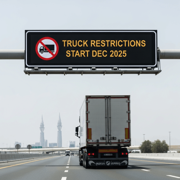 Illustration for: Abu Dhabi's New Truck Restrictions Start December 2025