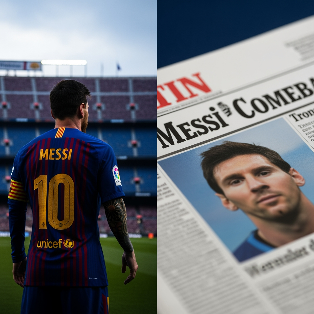 Illustration for: Messi's Potential Return to Barcelona Sparks Interest