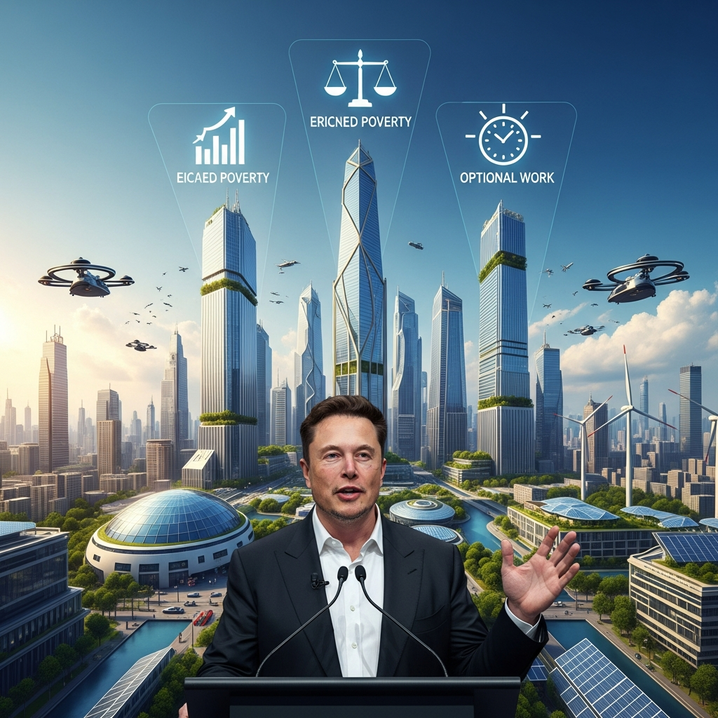 Illustration for: Elon Musk Predicts Optional Work and Eradicated Poverty