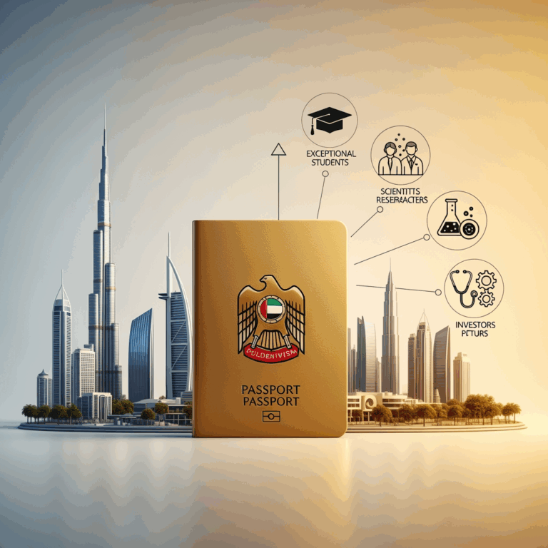 Illustration for: Guide to UAE's Golden Visa Benefits and Eligibility