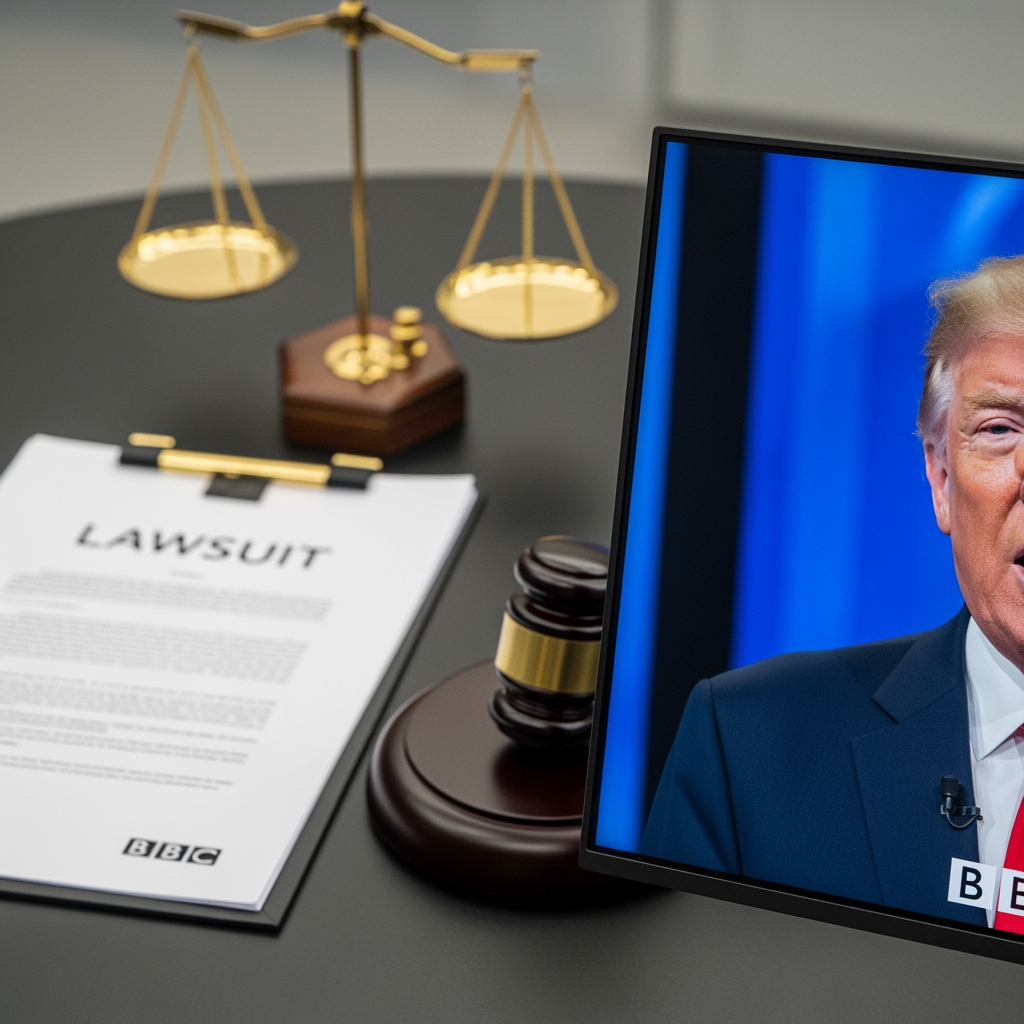 Illustration for: Trump Considers Lawsuit Against BBC Over Speech Edit