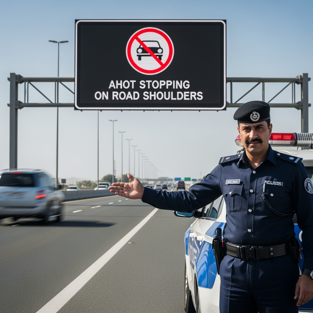 Illustration for: Abu Dhabi Police Warn Against Road Shoulder Stops