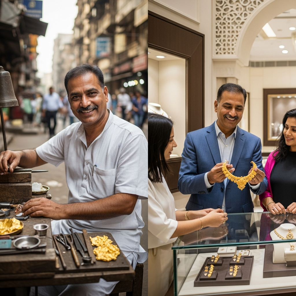 Illustration for: A Goldsmith's Journey: From Mumbai to Dubai Success