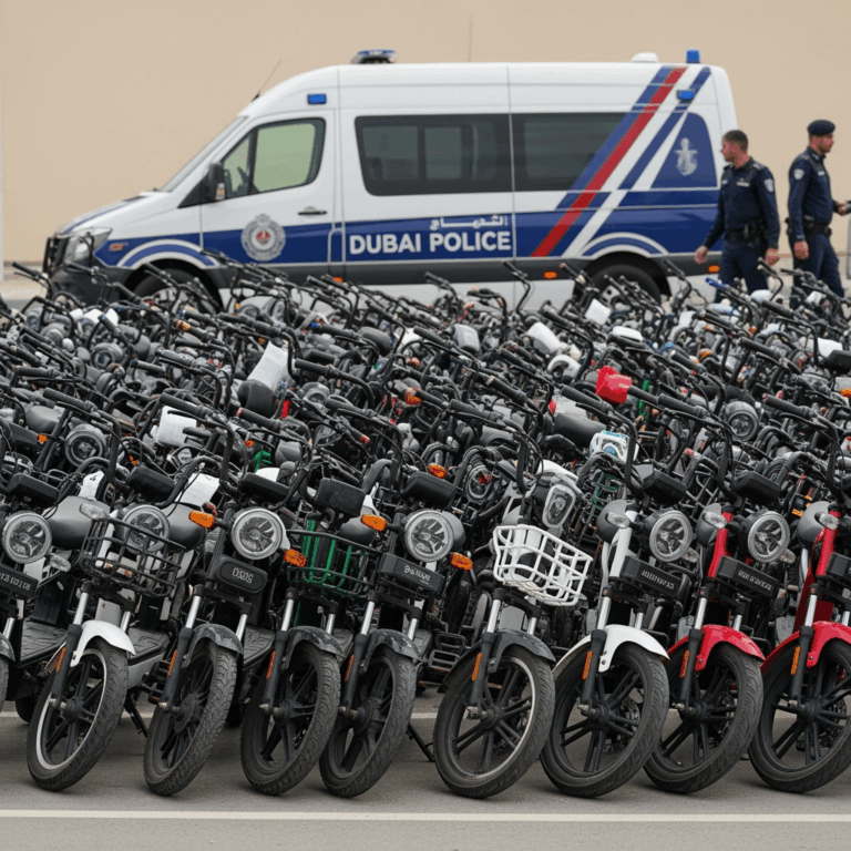 Illustration for: Dubai Police Seize 101 E-bikes for Speeding
