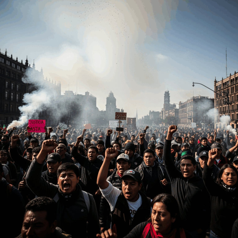 Illustration for: Massive Protest Erupts in Mexico City Over Crime Issues