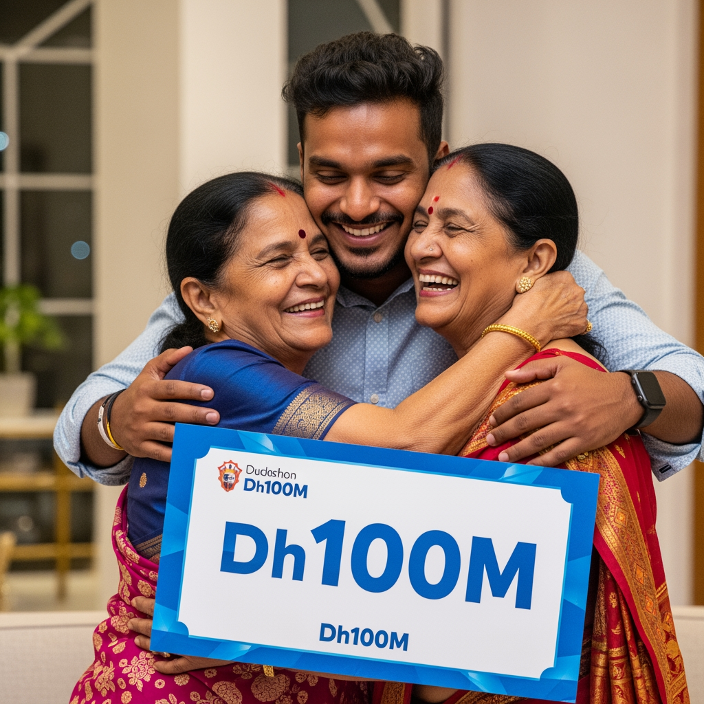 Illustration for: Chennai Man Wins Dh100M, Celebrates Mom's Joy
