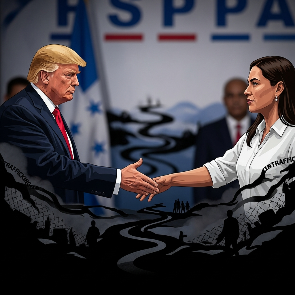Illustration for: Trump Supports Honduran Candidate Amid Drug Trafficking Scandal