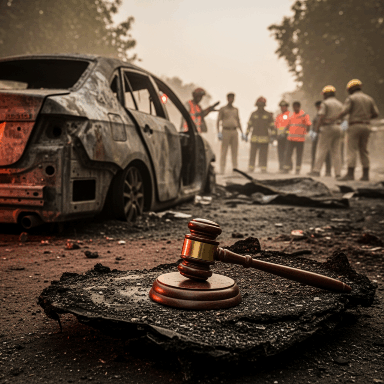 Illustration for: India Vows Justice for Deadly Delhi Car Blast