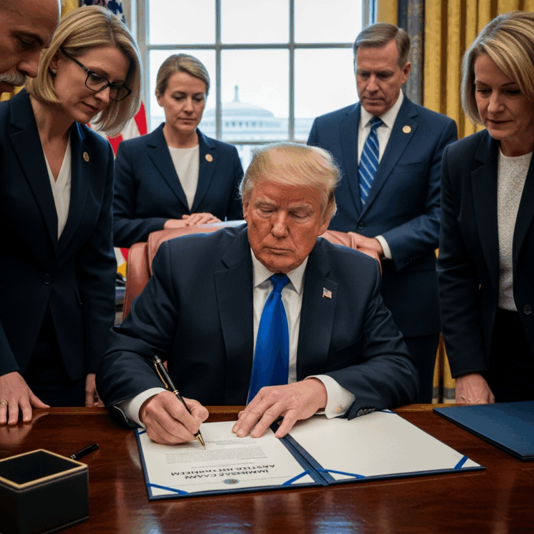 Illustration for: Trump Orders Review of Immigration and Asylum Cases