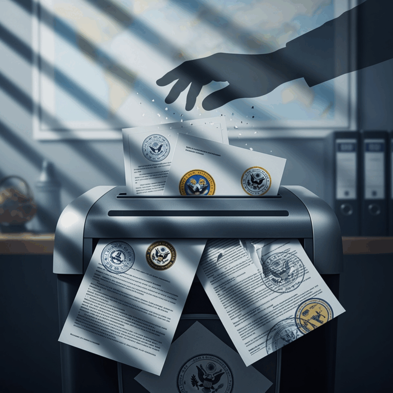 Illustration for: US Foreign Policy Records Deletion Controversy