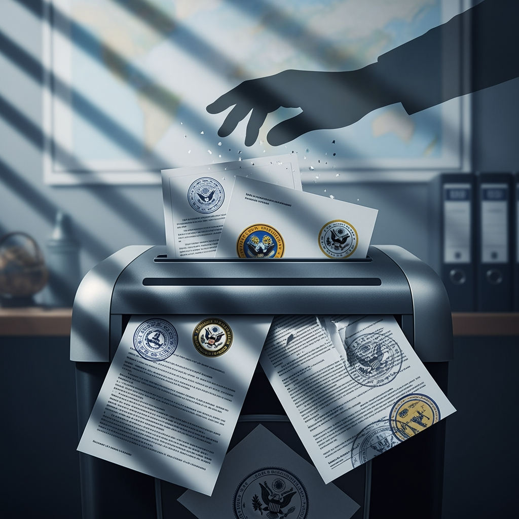 Illustration for: US Foreign Policy Records Deletion Controversy
