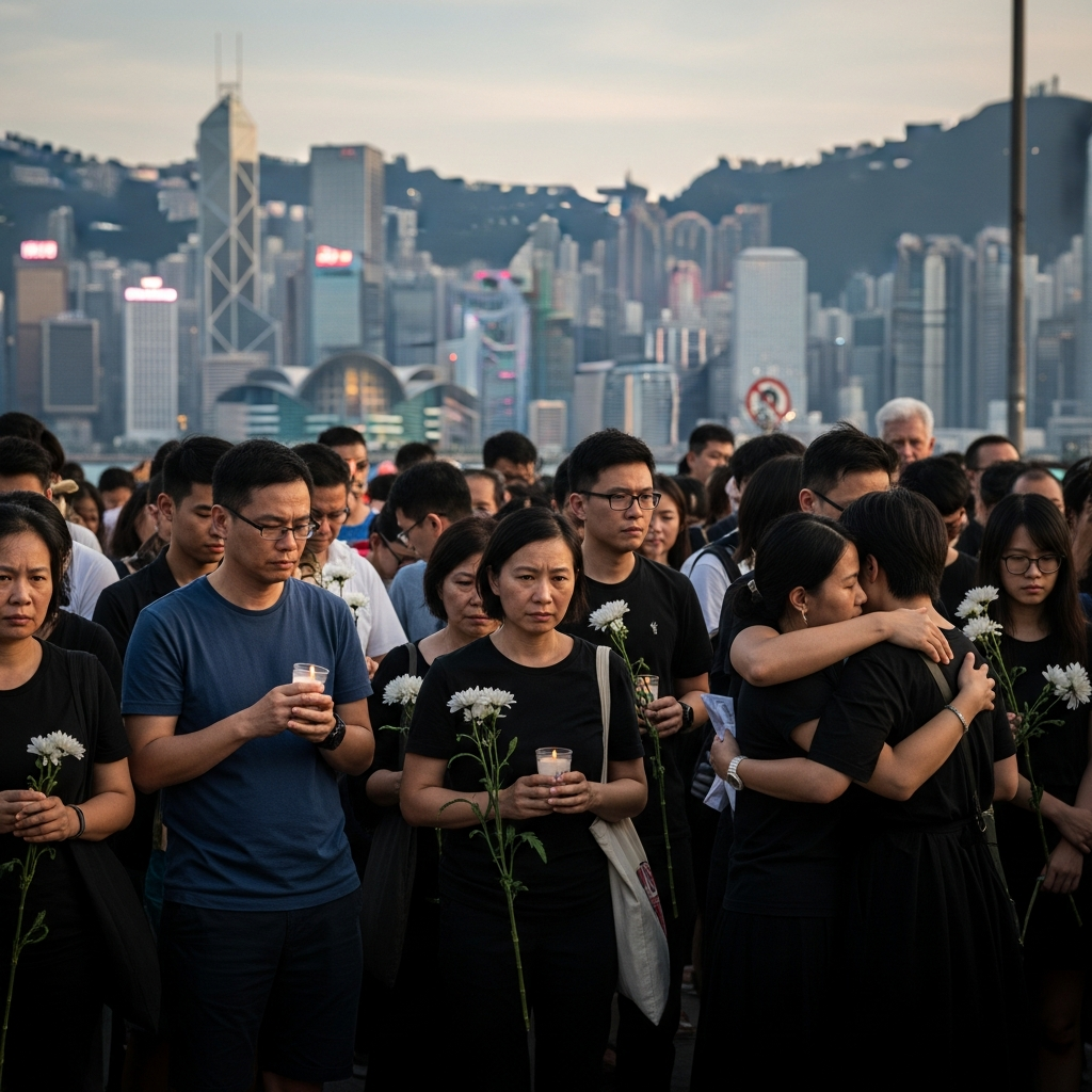 Illustration for: Hong Kong Mourns After Deadly Fire Tragedy