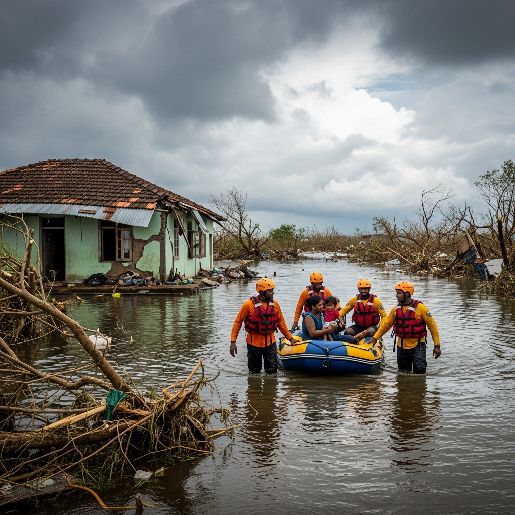 Illustration for: Sri Lanka Cyclone: Rescue Efforts and Rising Death Toll