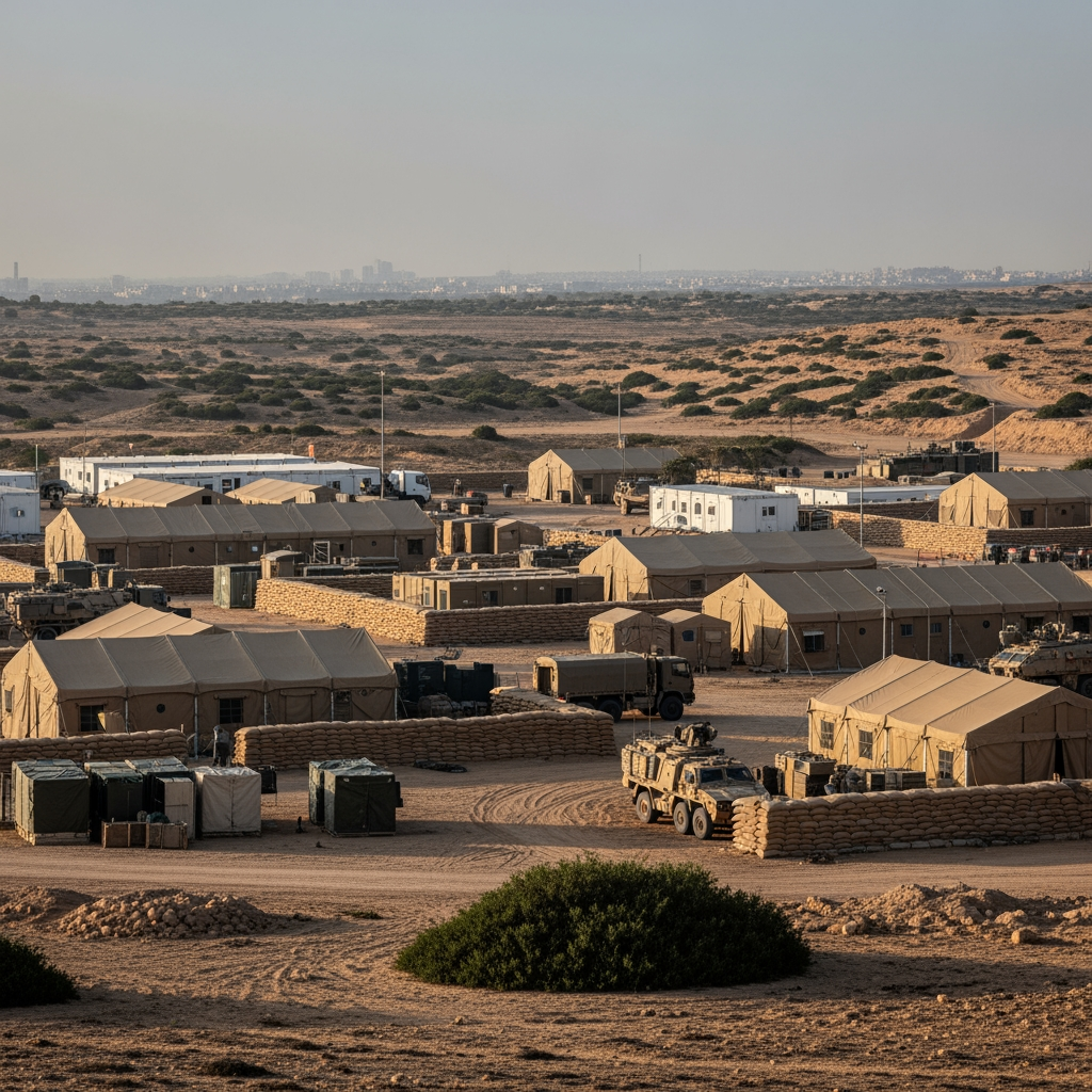 Illustration for: US Considers Temporary Military Base Near Gaza