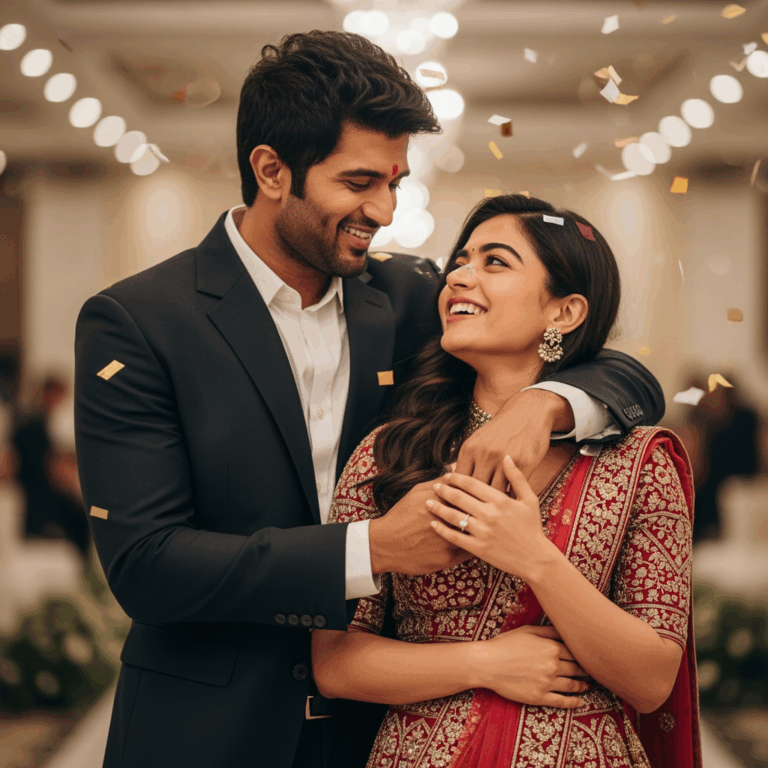 Illustration for: Rashmika and Vijay Celebrate Success and Engagement