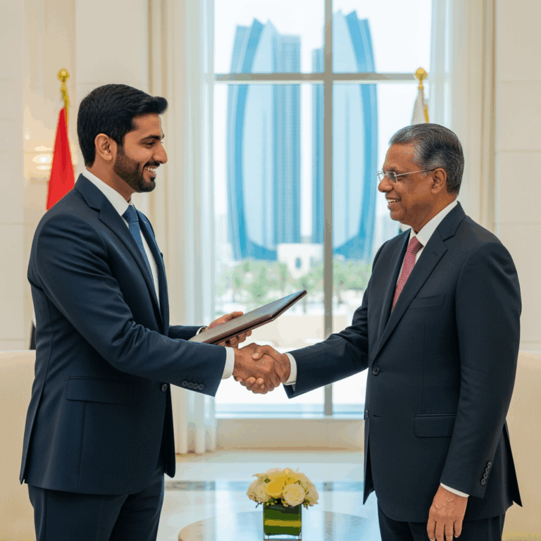 Illustration for: Sheikh Khaled Meets Kerala's CM in Abu Dhabi