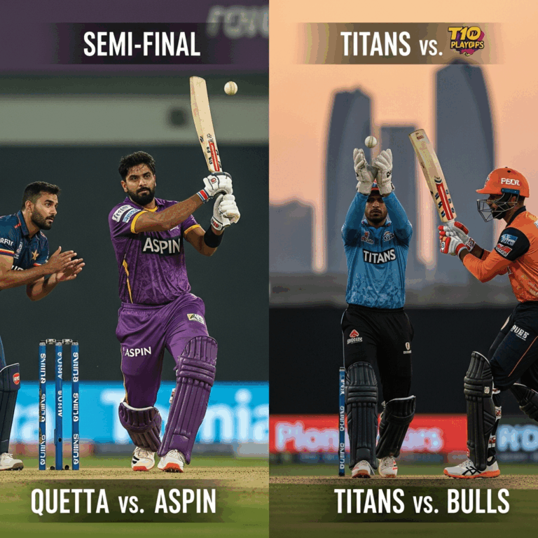 Illustration for: Abu Dhabi T10 Playoffs: Quetta vs Aspin & Titans vs Bulls