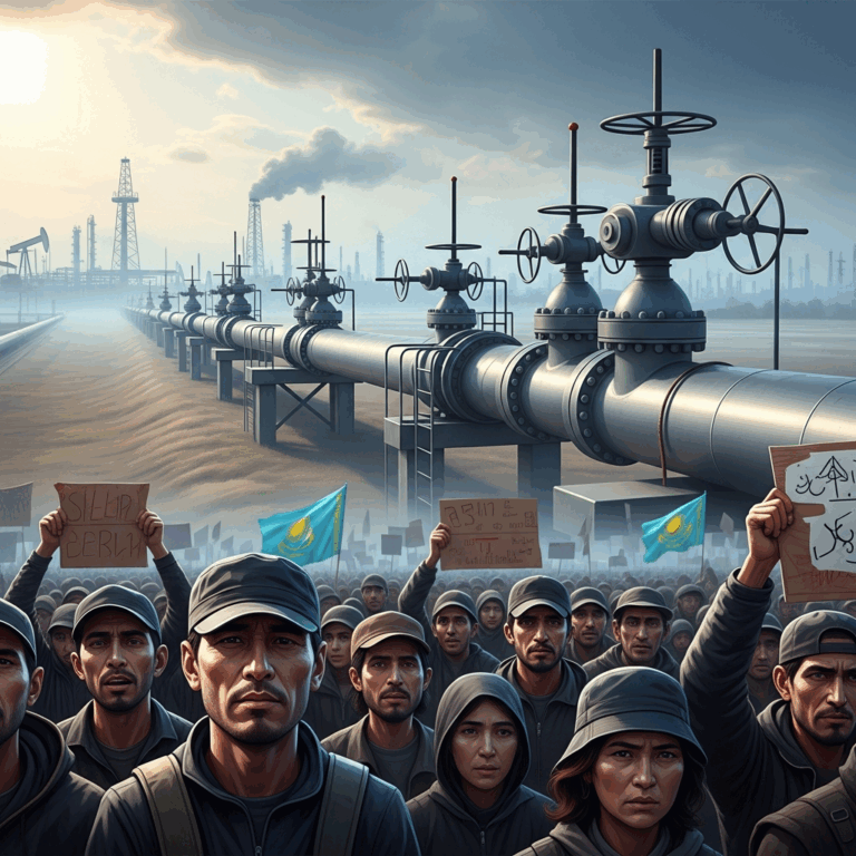 Illustration for: Kazakhstan Protests Attack on Caspian Pipeline