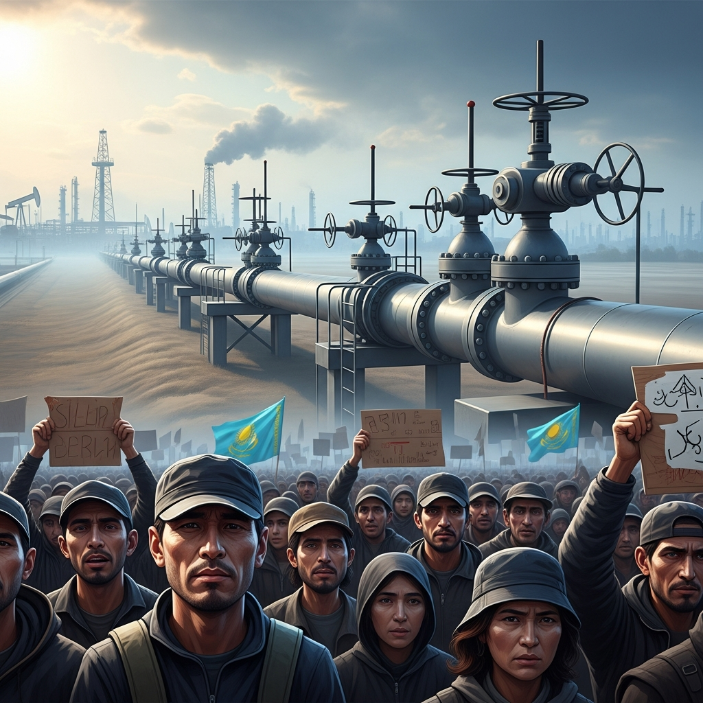Illustration for: Kazakhstan Protests Attack on Caspian Pipeline