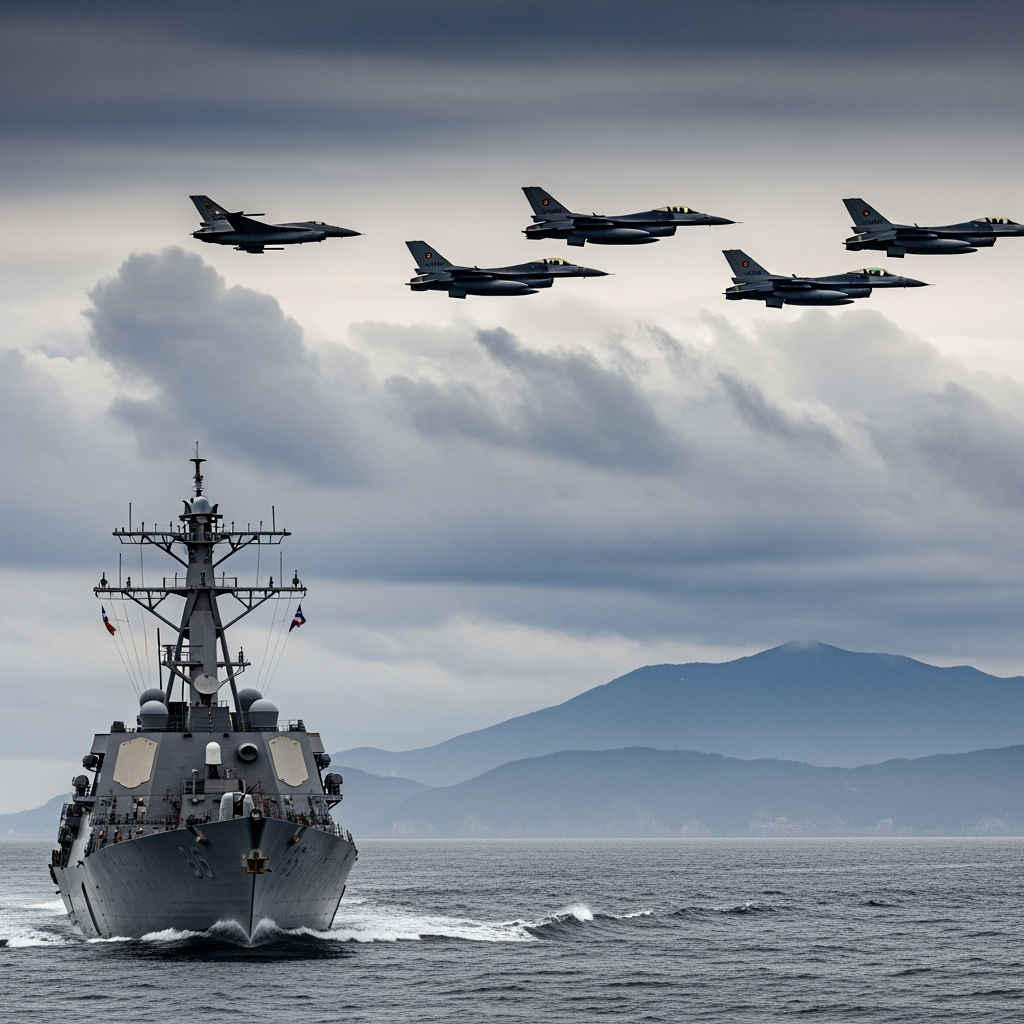 Illustration for: Korean Peninsula Tensions Rise Amid US-South Korea Drills