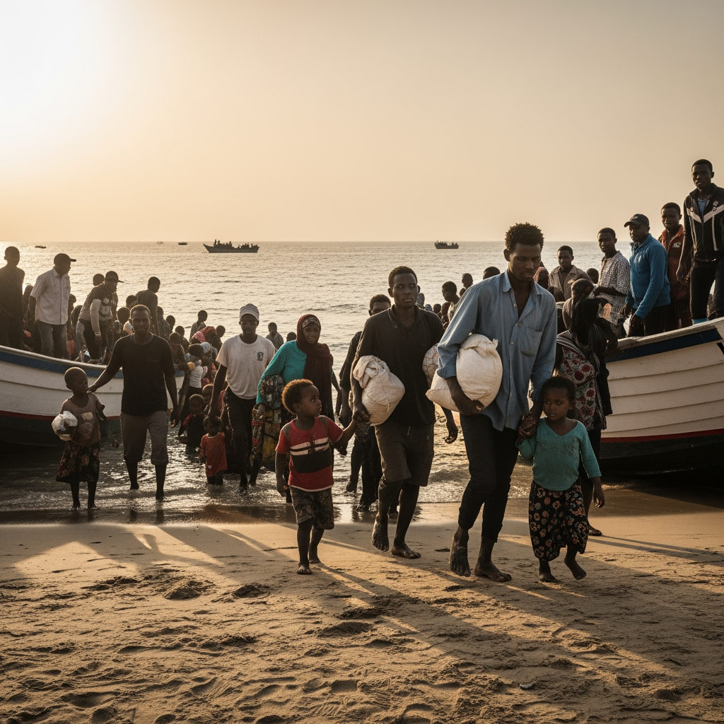 Illustration for: UN Reports Surge in African Migrants to Yemen