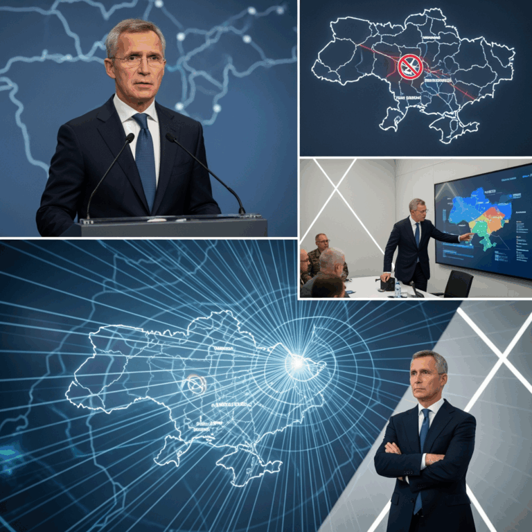 Illustration for: Stoltenberg on NATO's Stance on Ukraine Airspace
