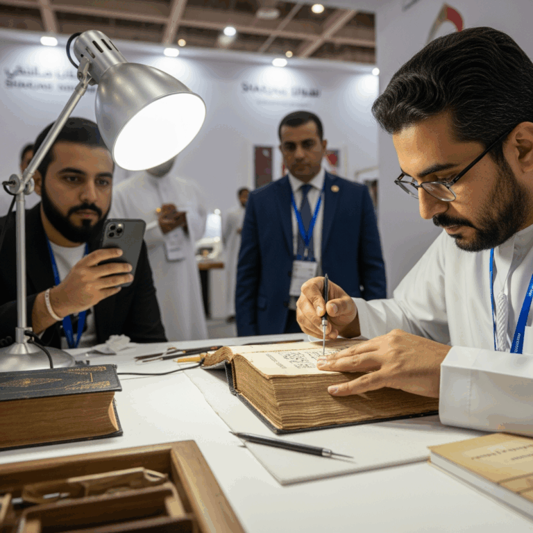 Illustration for: Witness Live Book Restoration at Sharjah Fair