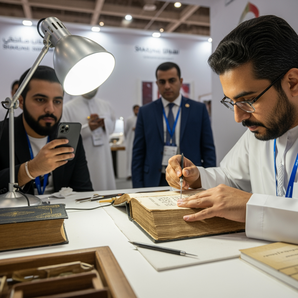 Illustration for: Witness Live Book Restoration at Sharjah Fair