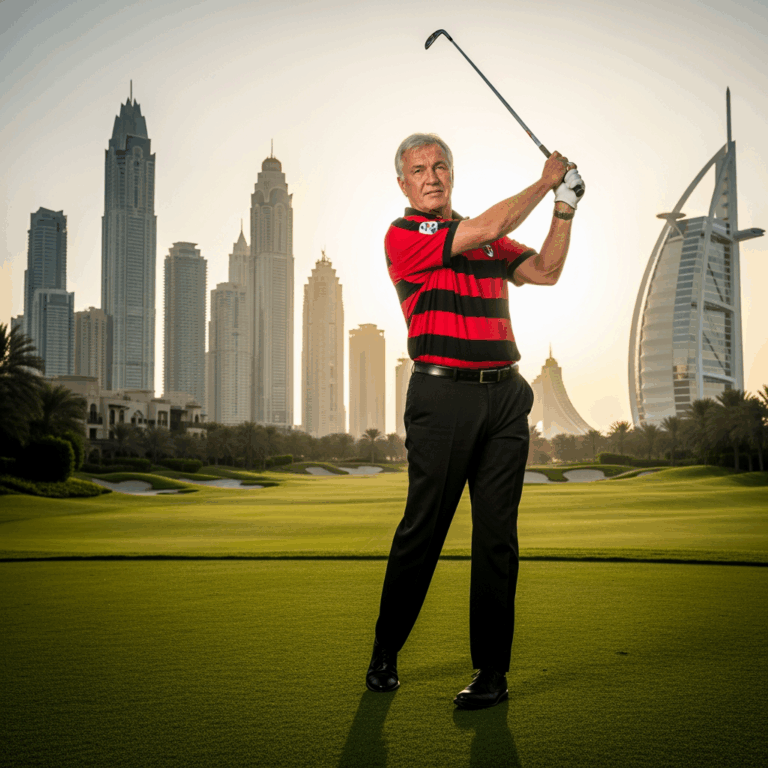 Illustration for: Ruud Gullit Showcases AC Milan Golf in Dubai