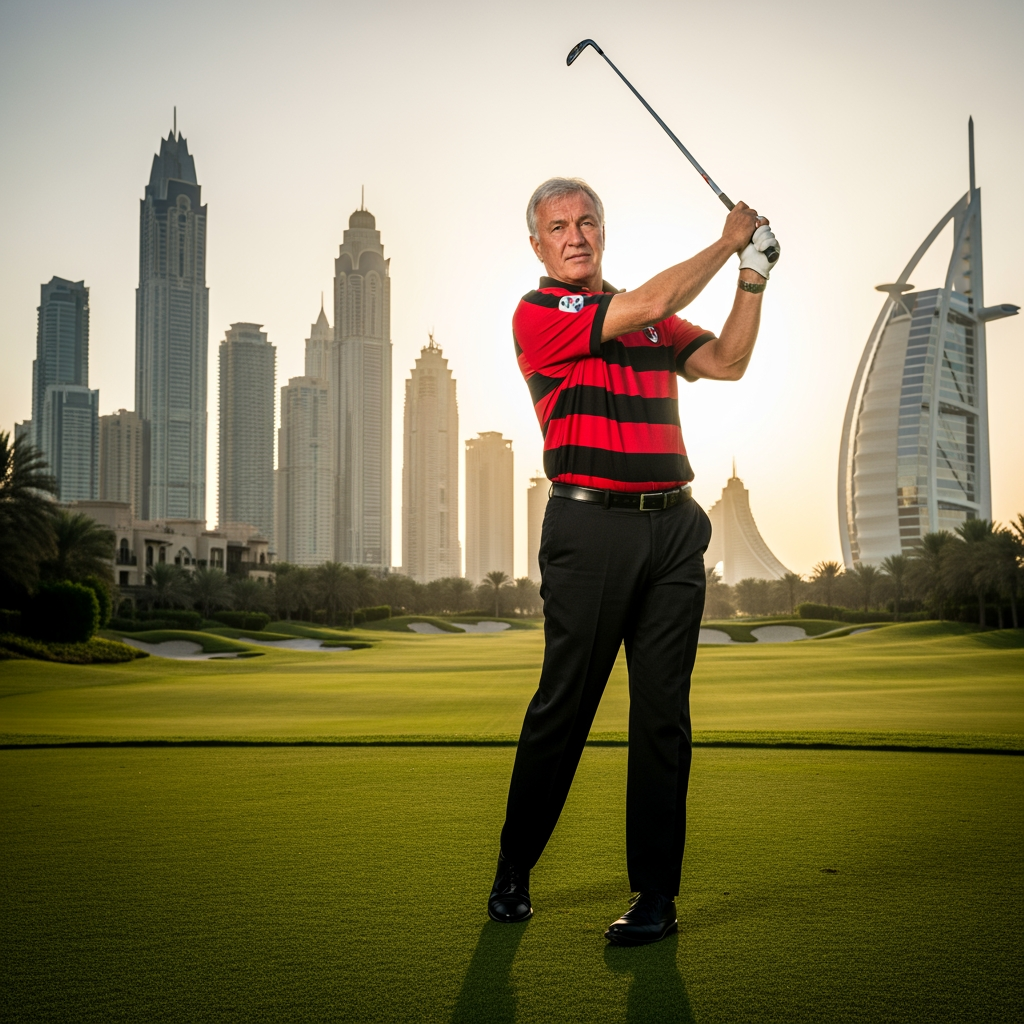 Illustration for: Ruud Gullit Showcases AC Milan Golf in Dubai