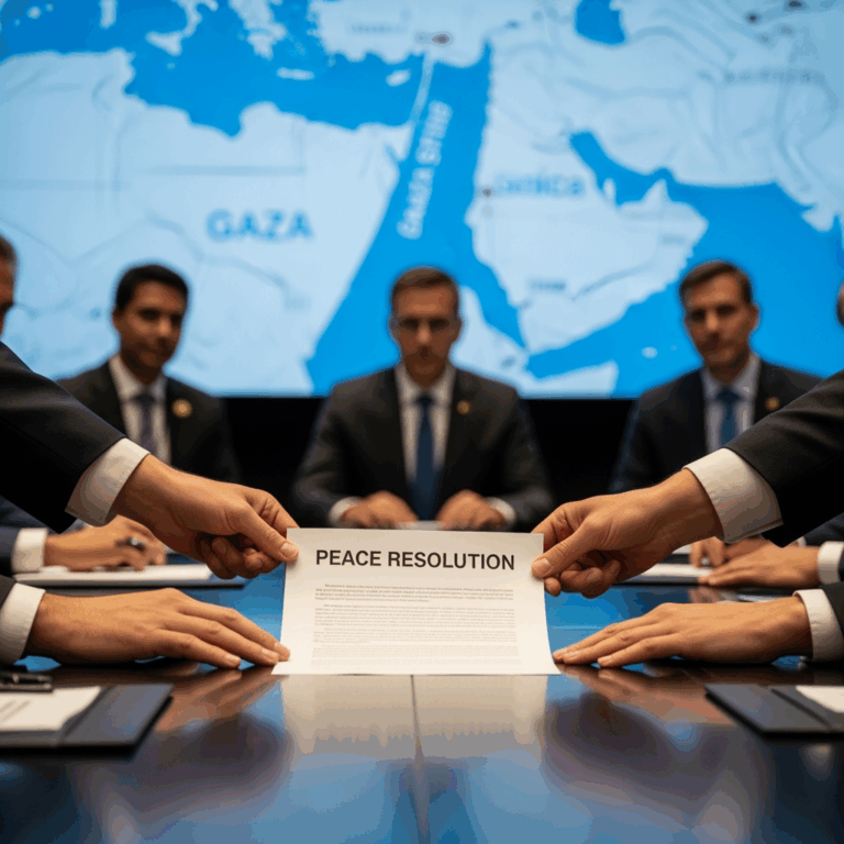 Illustration for: U.S. Proposes Resolution for Gaza Peace Plan