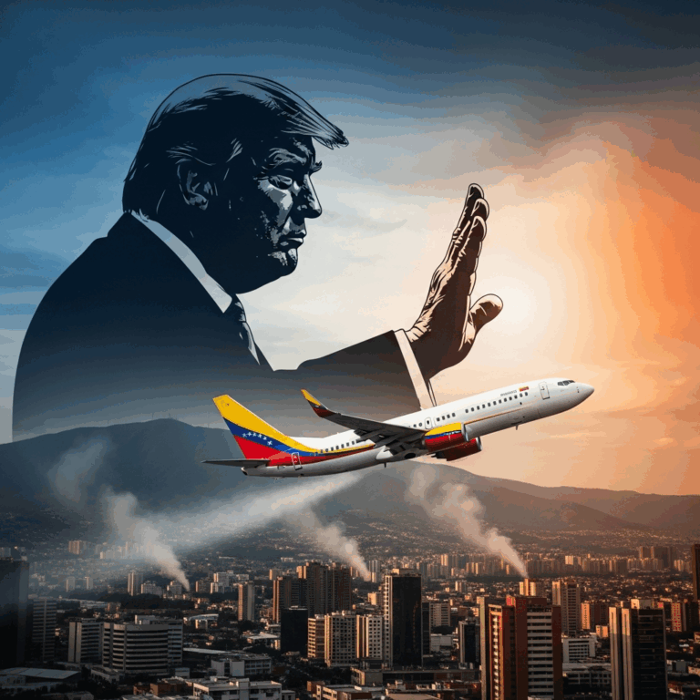 Illustration for: Trump Closes Venezuelan Airspace Amid Tensions