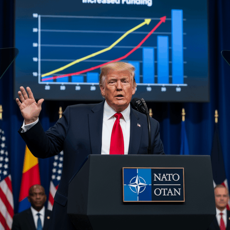 Illustration for: Trump Announces New NATO Funding Plan