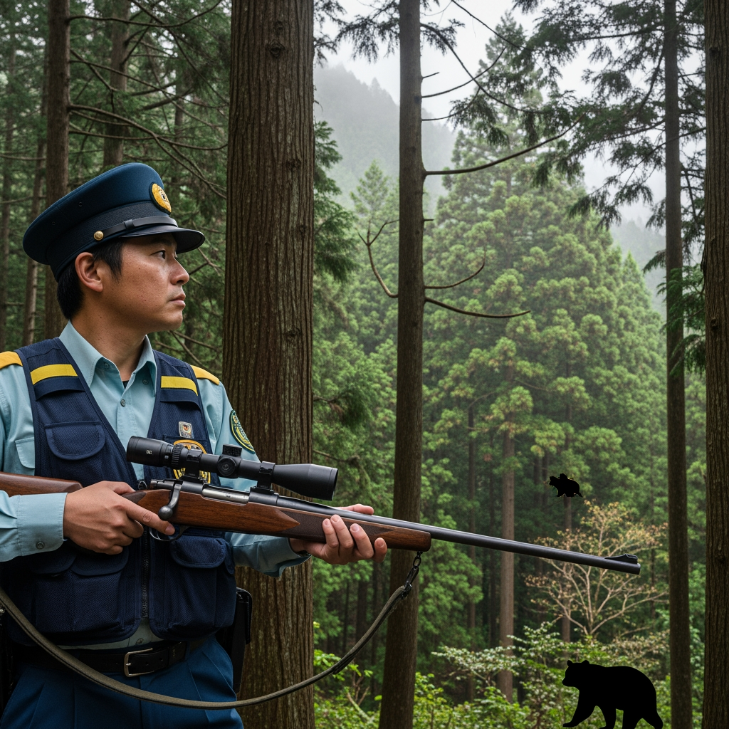 Illustration for: Japan Permits Rifles for Bear Control Amid Rising Attacks