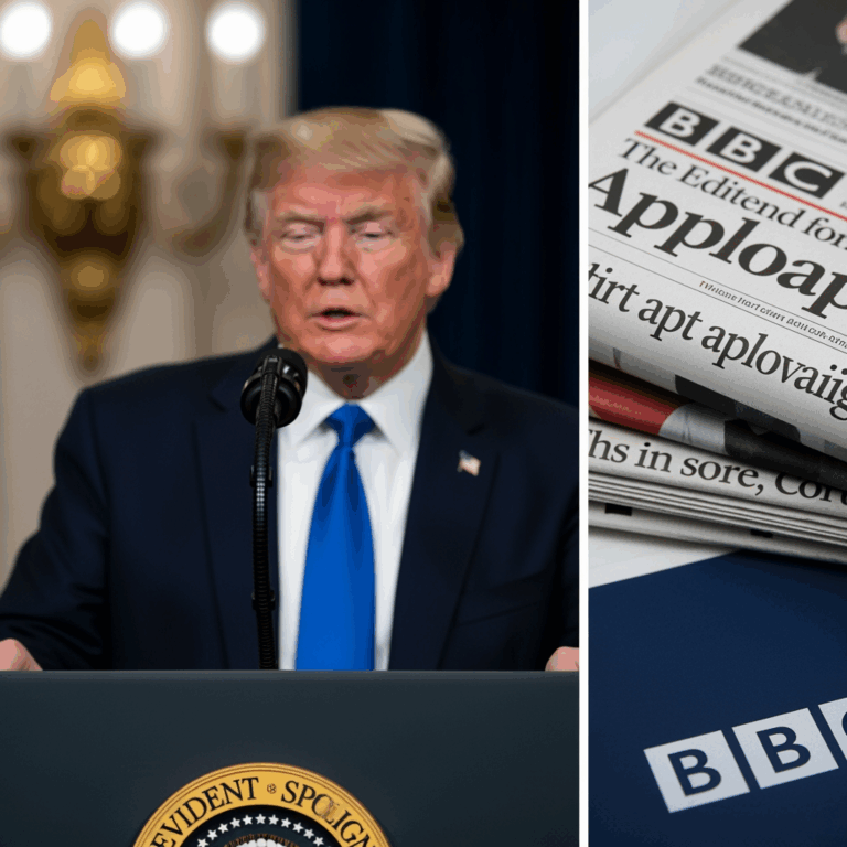 Illustration for: BBC Apologizes for Trump Speech Edit Controversy