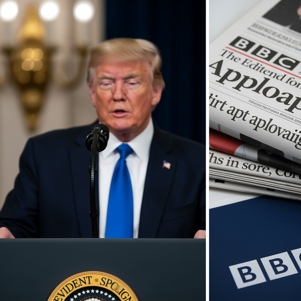 Illustration for: BBC Apologizes for Trump Speech Edit Controversy