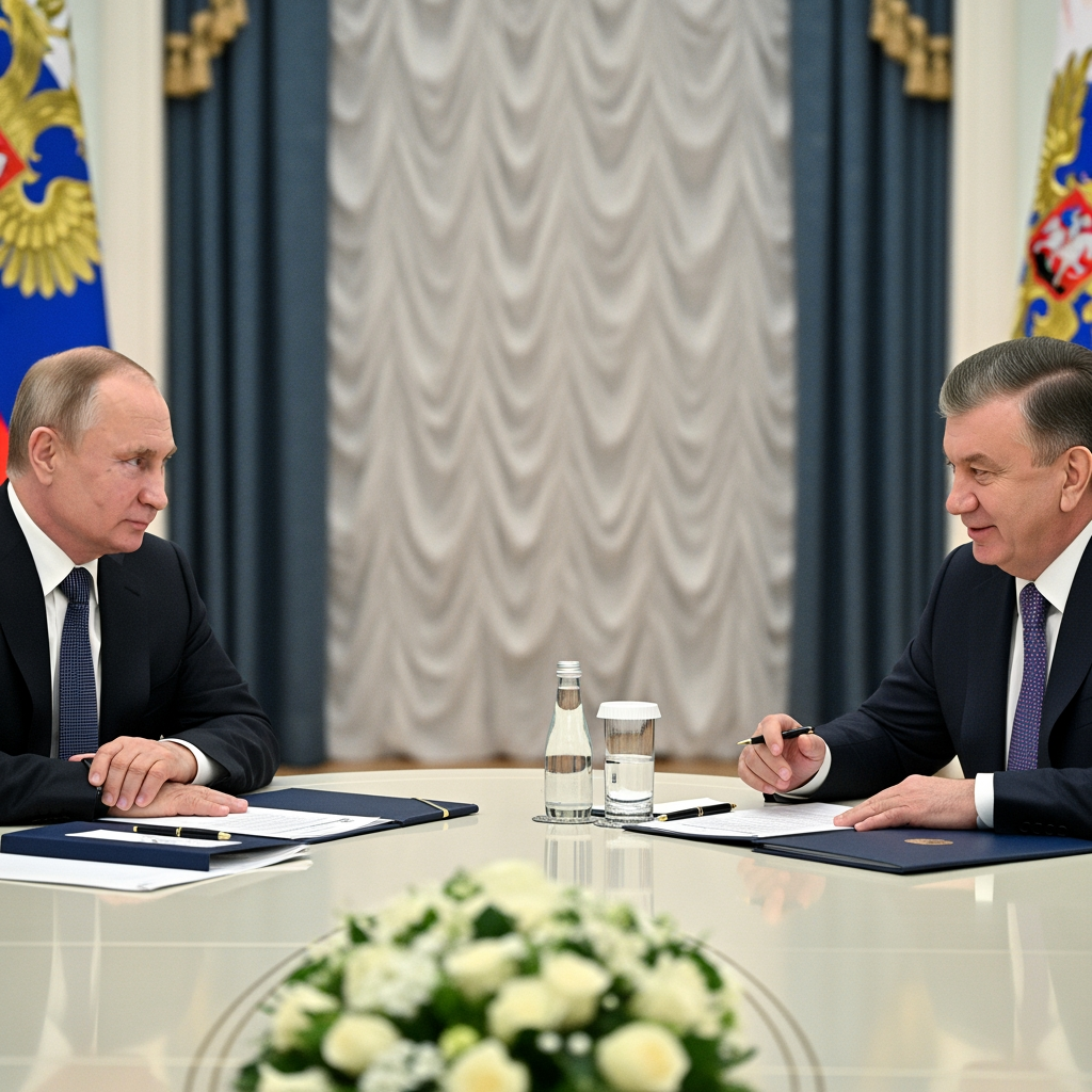 Illustration for: Putin and Mirziyoyev Discuss Energy Projects