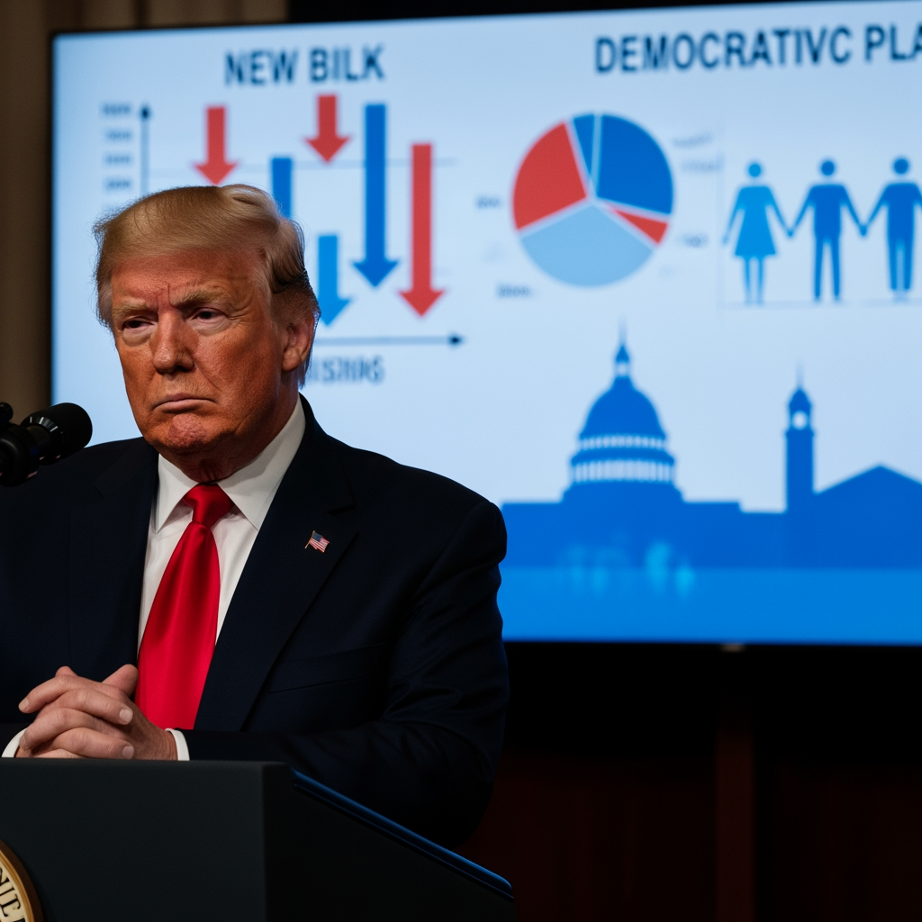 Illustration for: Trump's Concerns About New Bill and Democratic Plans