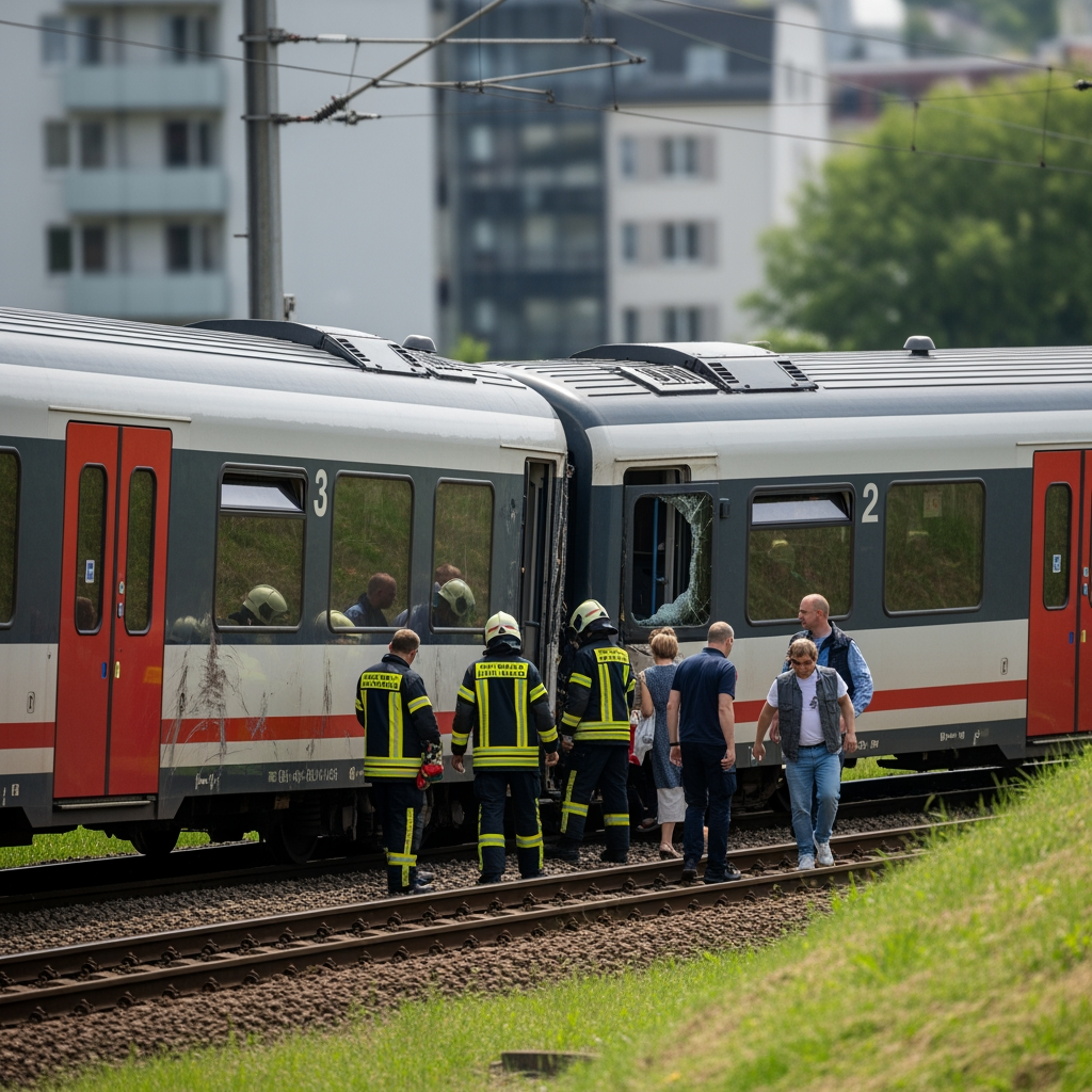 Illustration for: Train Collision Causes Minor Injuries