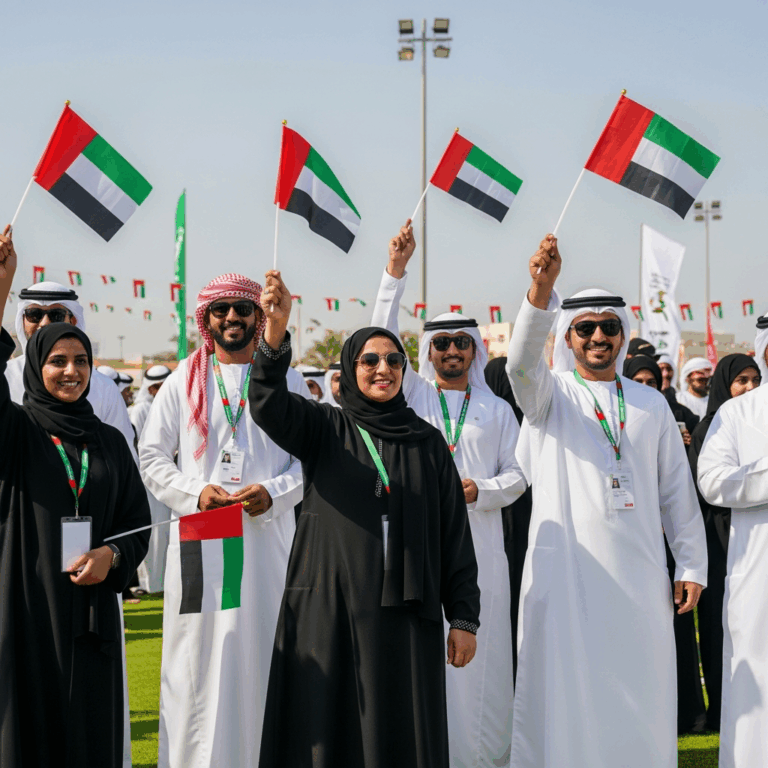 Illustration for: UAE Workers Celebrate 54th National Day with Festivities