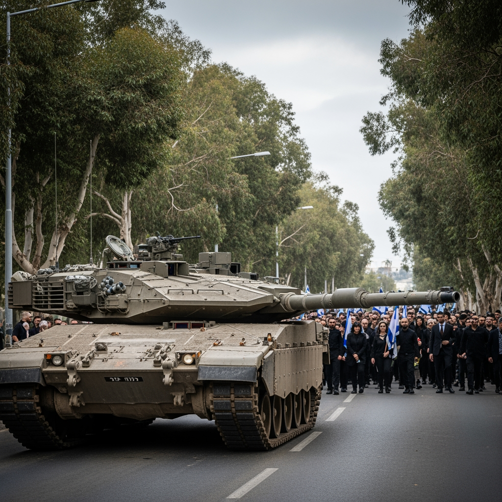 Illustration for: Sergeant Itai Chen's Funeral and Tank Recording