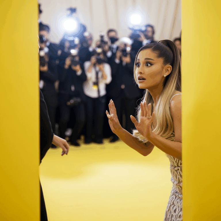 Illustration for: Ariana Grande's Scary Yellow Carpet Encounter