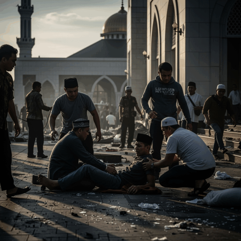 Illustration for: Explosion in Jakarta Mosque Injures Several