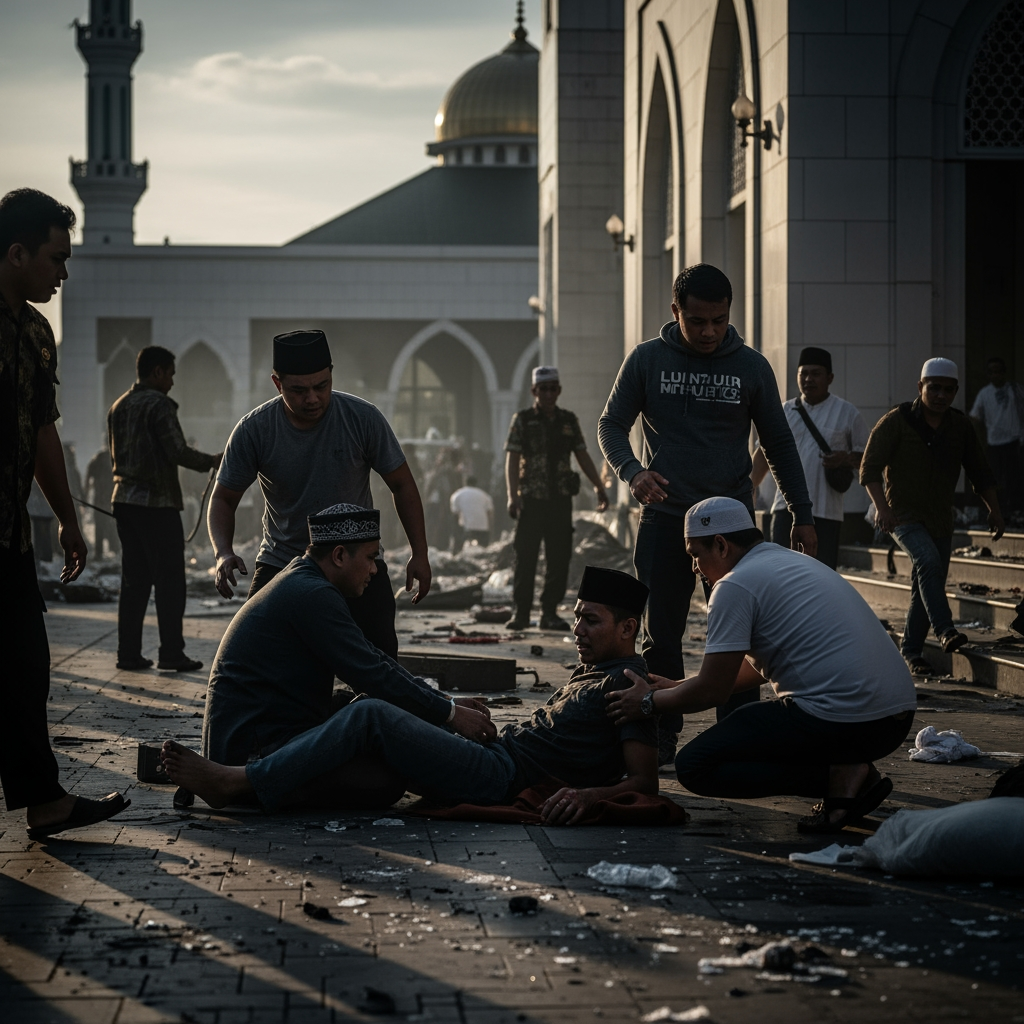 Illustration for: Explosion in Jakarta Mosque Injures Several