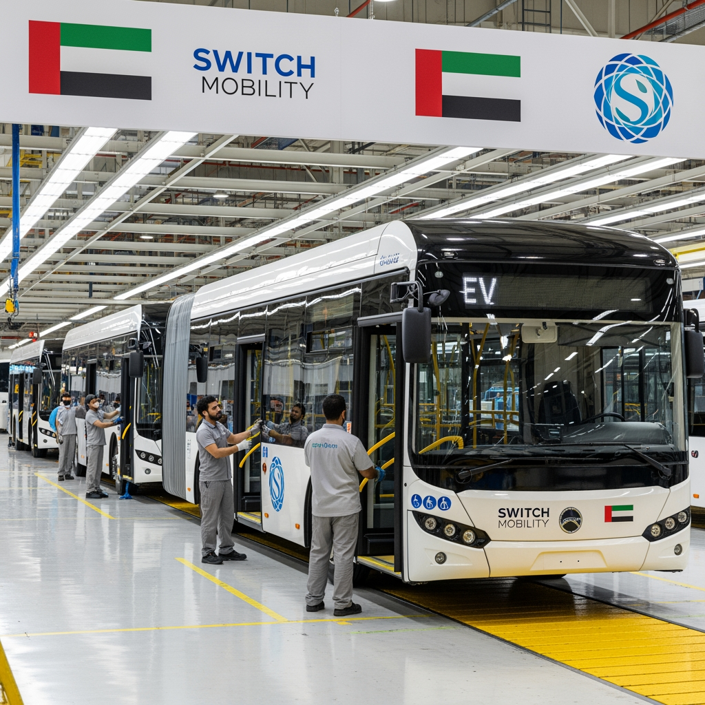 Illustration for: Switch Mobility Relocates EV Bus Production to UAE