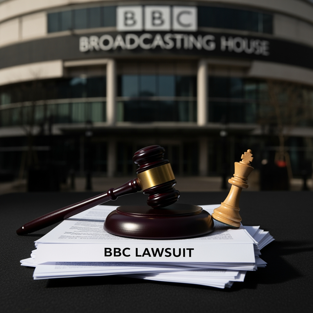 Illustration for: BBC Faces Lawsuit and Leadership Resignation