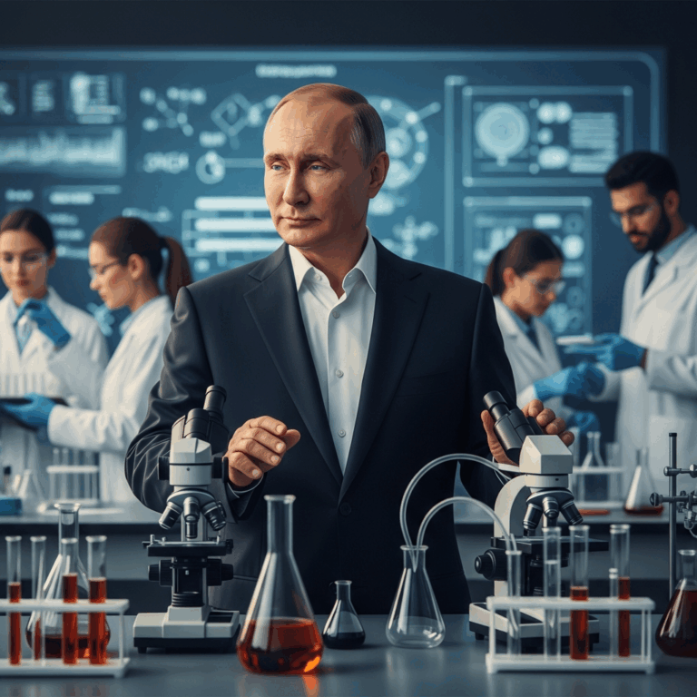 Illustration for: Putin Advocates Science Beyond Politics
