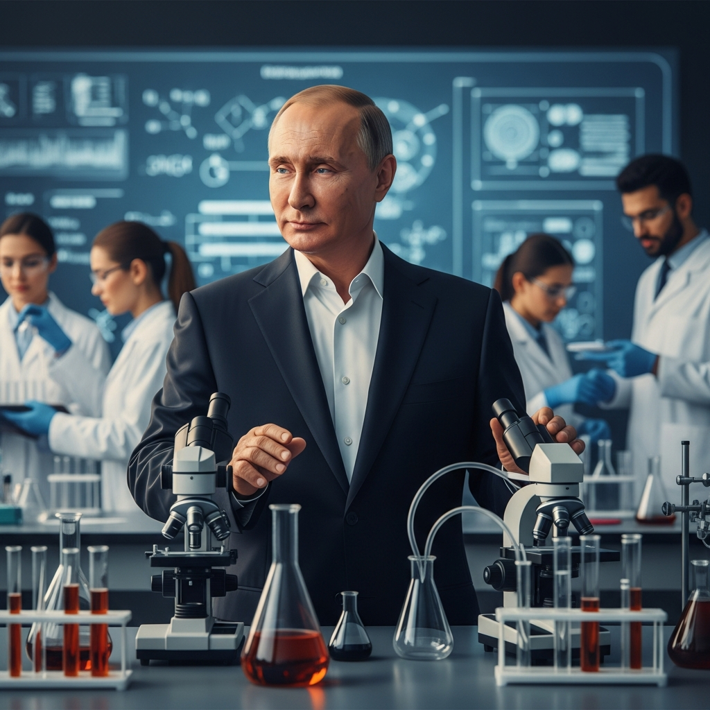 Illustration for: Putin Advocates Science Beyond Politics