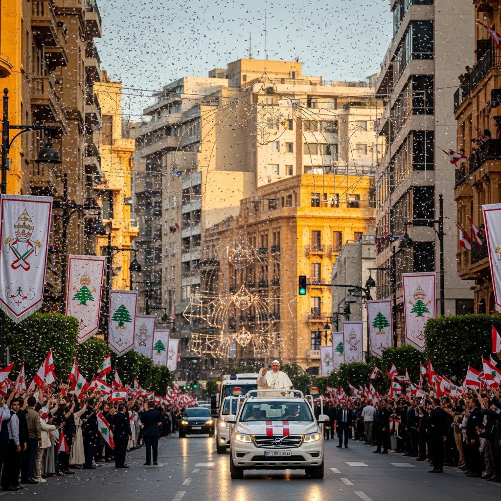 Illustration for: Beirut's Festive Revival with Pope's Visit